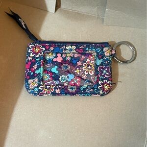Vera Bradley Navy Floral ID Keyring Wallet with Pink, Purple, Aqua Accents